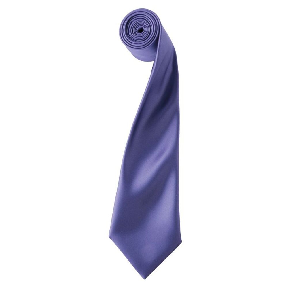 Premier Mens Plain Satin Tie (Narrow Blade) / Purple